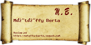 Mátéffy Berta névjegykártya